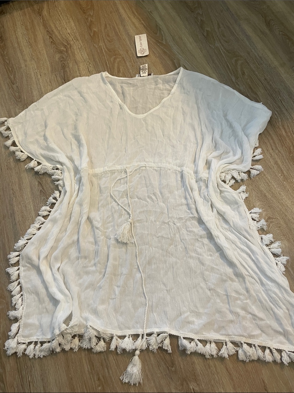 Women’s White Tassel Beach Cover-Up Tunic